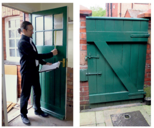man and door
